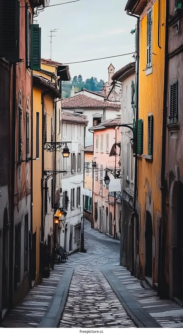 Cobblestone Street in a Historic Italian Town