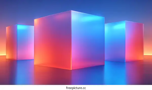 Neon Geometric Abstract Display Cubes