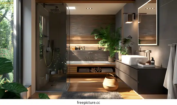 Bathroom With Palm Trees