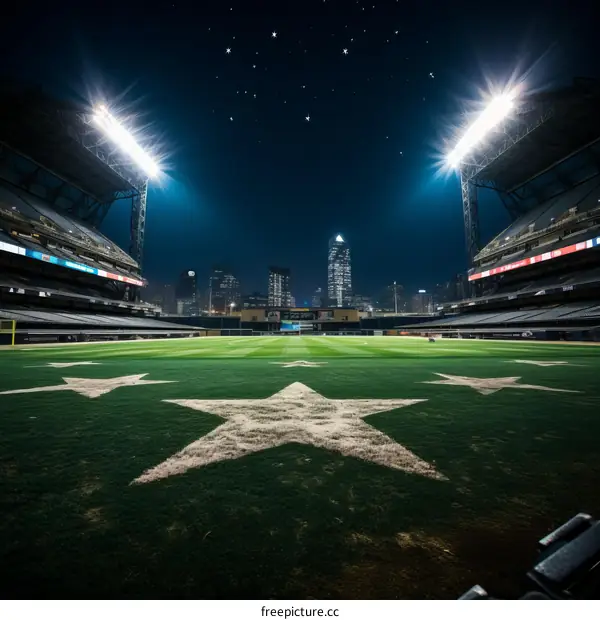 Baseball stadium with the night sky