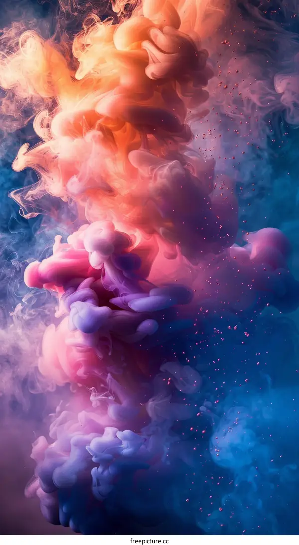 Colorful smoke explosion on dark background