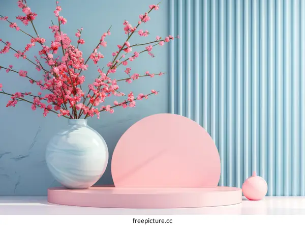 Pink and Blue Aesthetic Floral Still Life