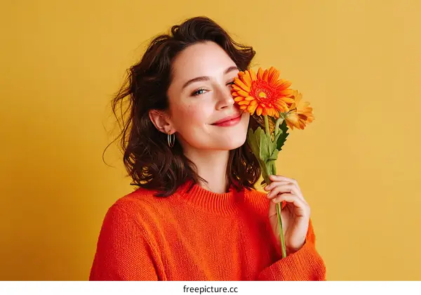 Woman with Orange Flowers Portrait