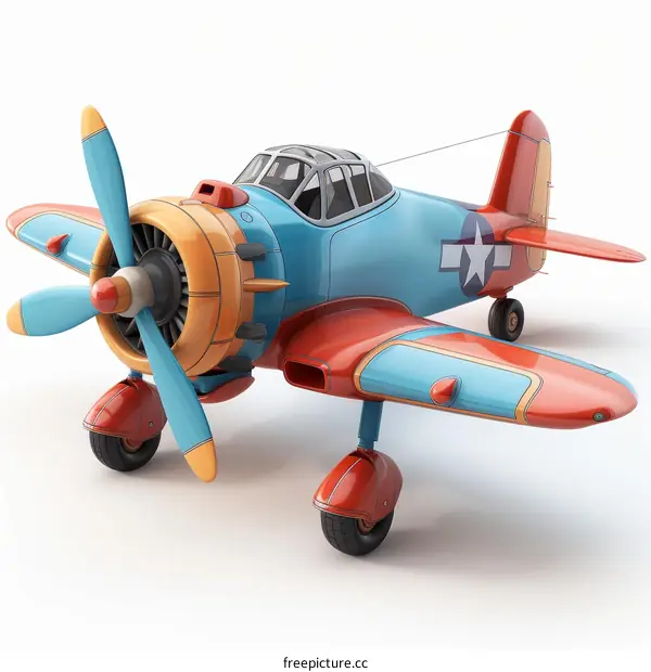 A Colorful Toy Airplane on a White Background