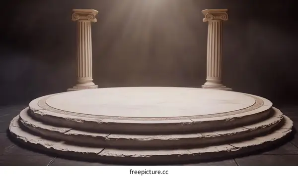 Ancient Stone Platform with Pillars