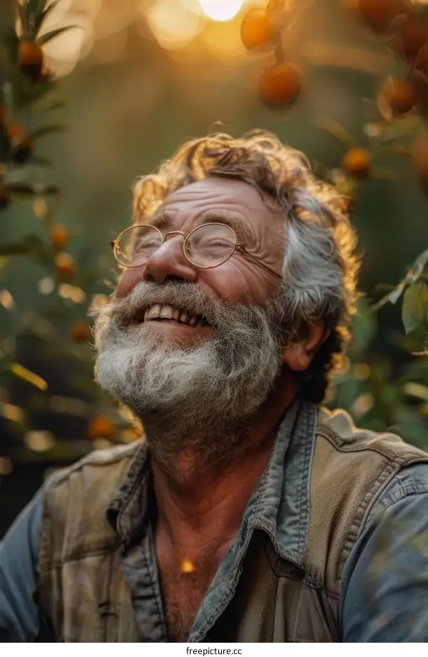 Happy Senior Man in a Garden Setting