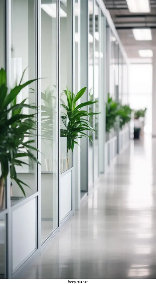 Office plants in a modern office building