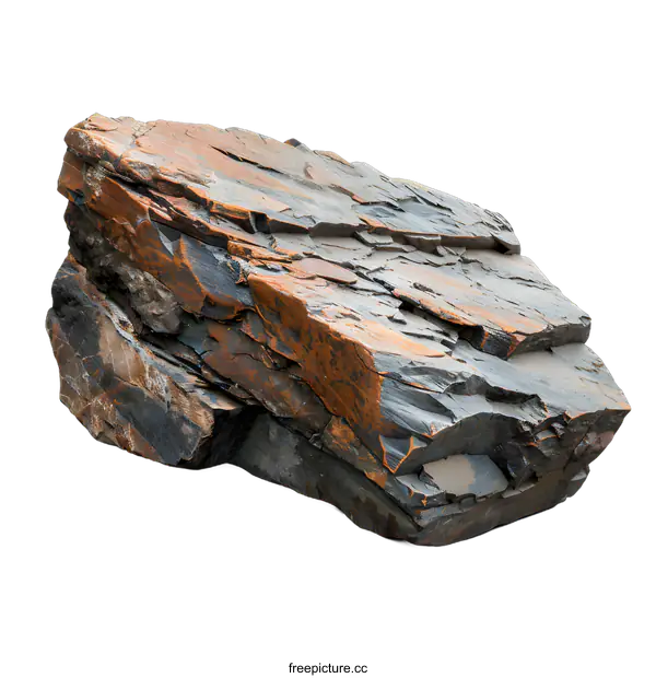 [Transparent Background PNG]Rough Gray and Orange Stone Isolated on White Background