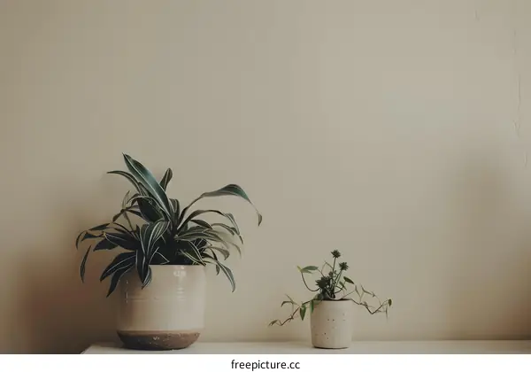 Minimalist Interior Design with Two Potted Plants