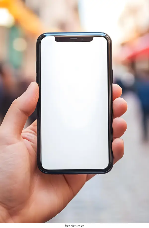 Hand Holding Smartphone With Blank Screen