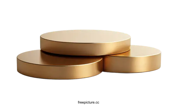 [Transparent Background PNG]Three Tiered Gold Podium Illustration