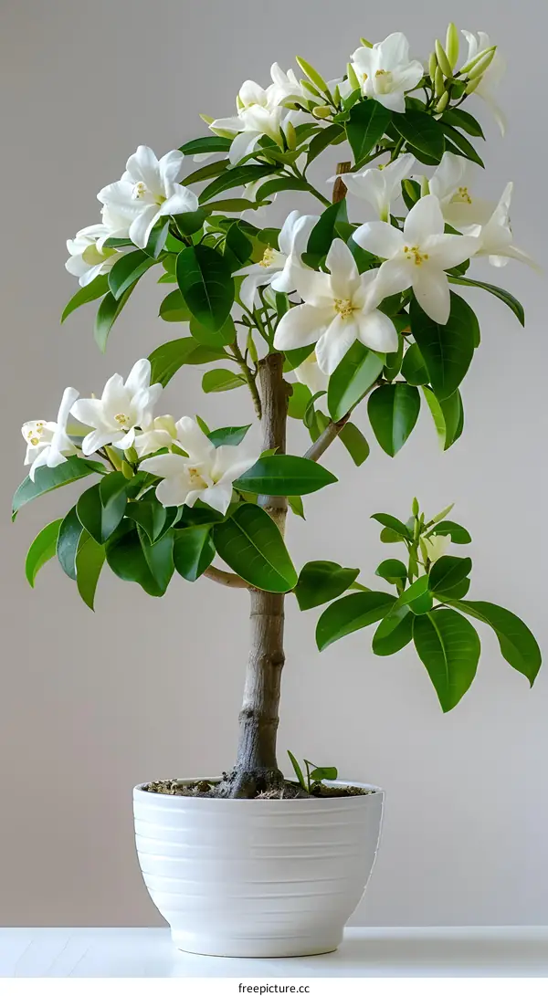 White Flower Plant In White Pot