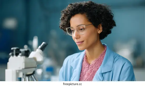 Focused Female Scientist in Lab Setting