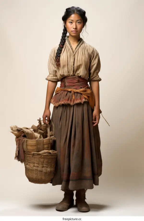 Portrait of a young woman in traditional clothing