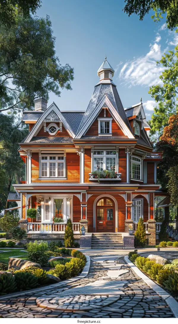 Elegant Victorian House with Lush Landscaping