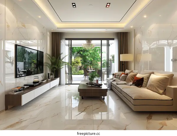 Modern Living Room Interior Design with Balcony