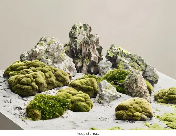 Stone and Moss Minimalist Still Life Photography