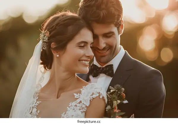 The bride and groom at their wedding