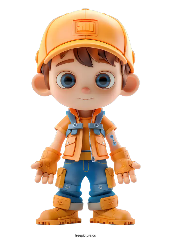 [Transparent Background PNG]Friendly Cartoon Construction Worker
