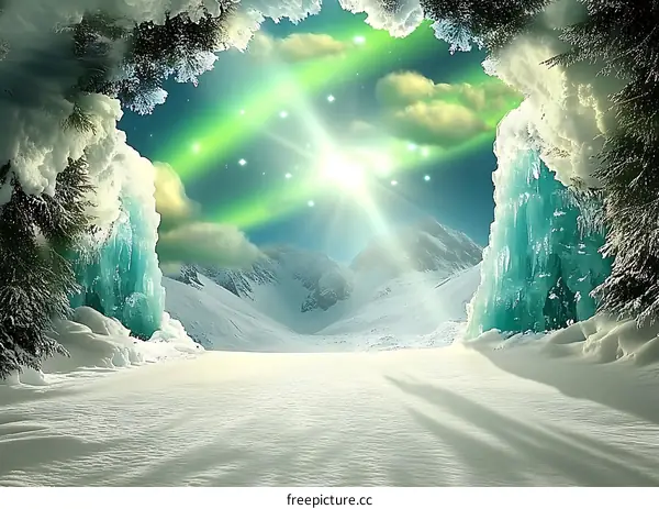 Winter Wonderland with Aurora Borealis