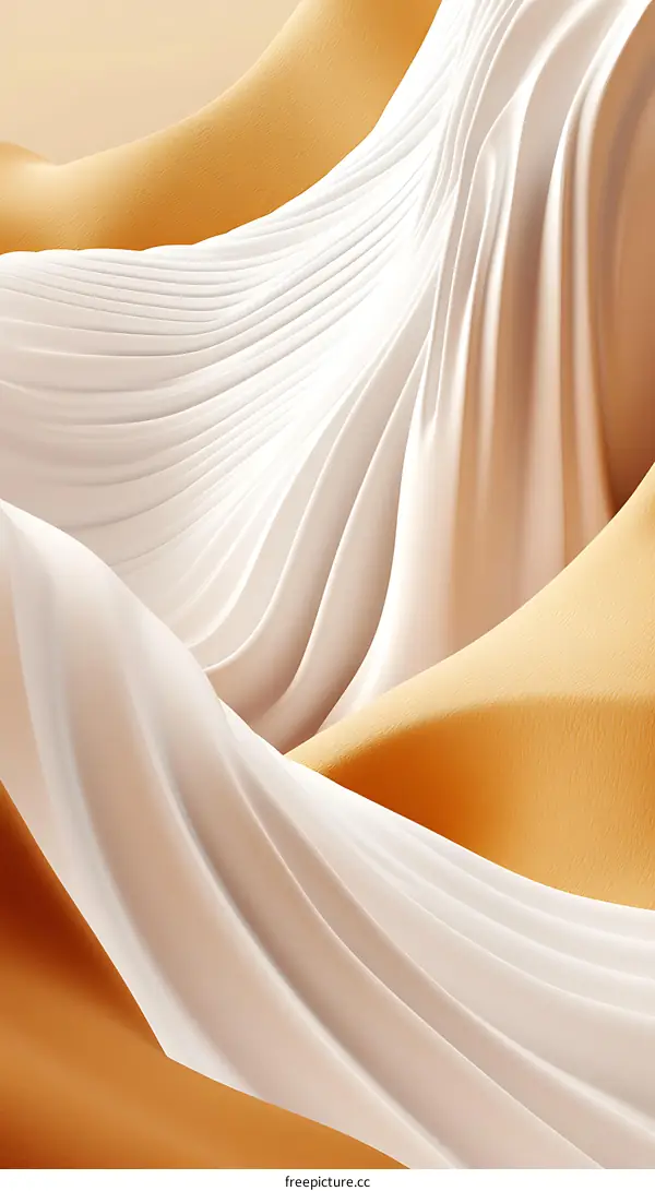 Abstract White and Orange Curved Lines Digital Art