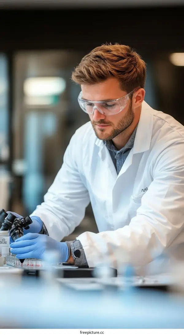 Focused Scientist in Modern Laboratory