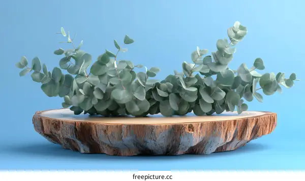 Eucalyptus Display Stand on Wooden Slice