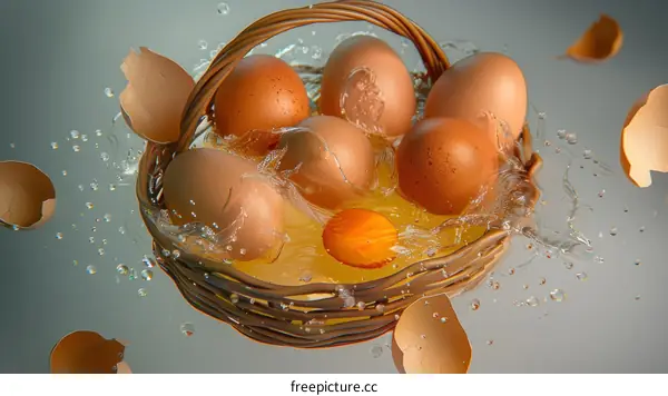 Eggs in a basket with water