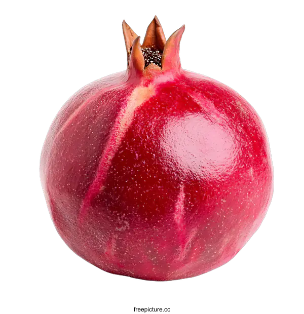 [Transparent Background PNG]Red Ripe Pomegranate Isolated on White Background