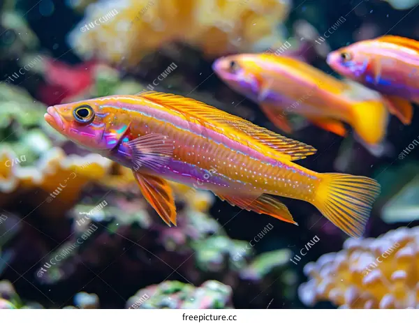 Colorful Fish Swimming near Coral Reef