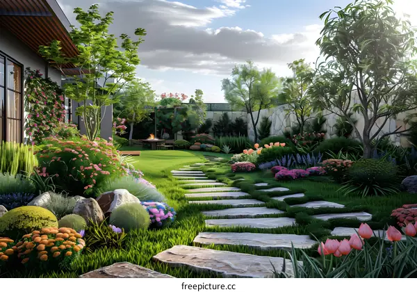 A lush garden landscape design