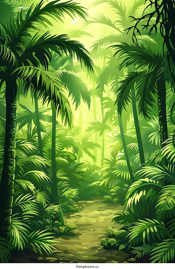 Green Lush Tropical Rainforest Jungle Landscape