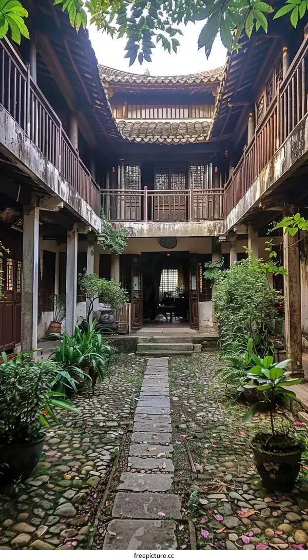Courtyard of a traditional chinese courtyard house