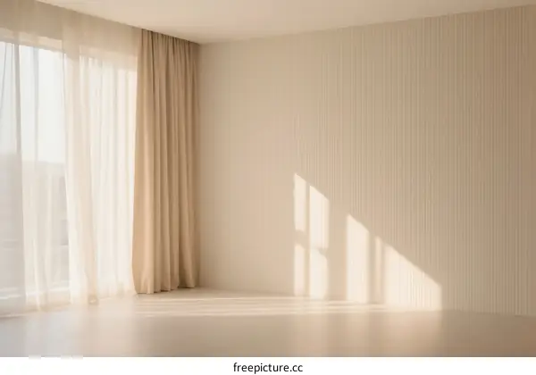Bright Empty Room with Curtains and Natural Light