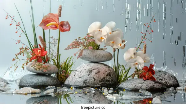 Still Life with Tropical Flowers and Water