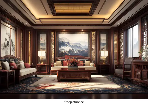 Traditional Chinese Style Living Room Interior Design