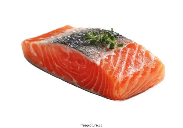 [Transparent Background PNG]Fresh Raw Salmon Fillet with Herbs
