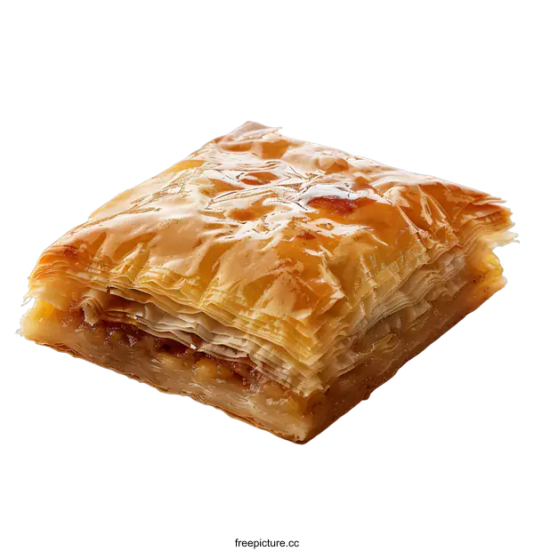 [Transparent Background PNG]A square of baklava on a white background