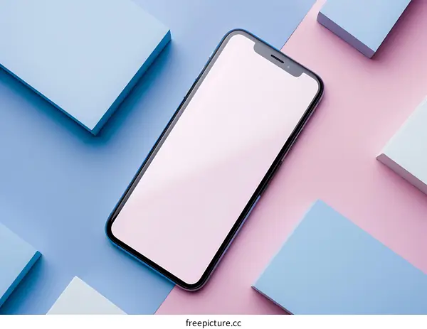 Modern Phone Mockup On Pastel Background