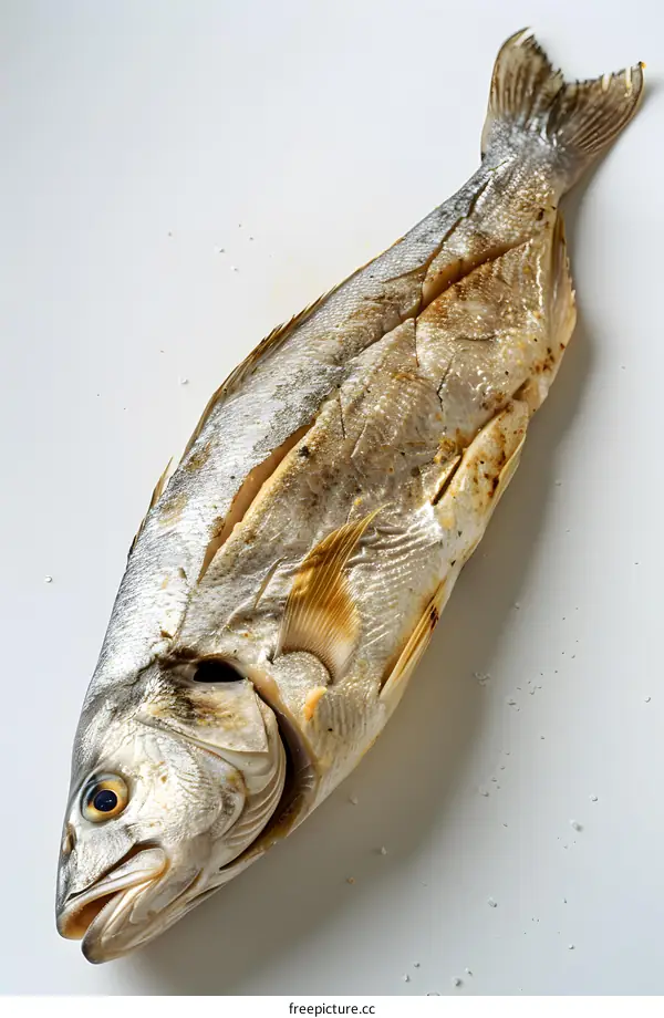 Grilled Fish on White Background