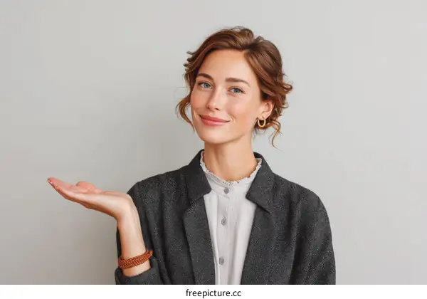 Confident Woman Presenting Something