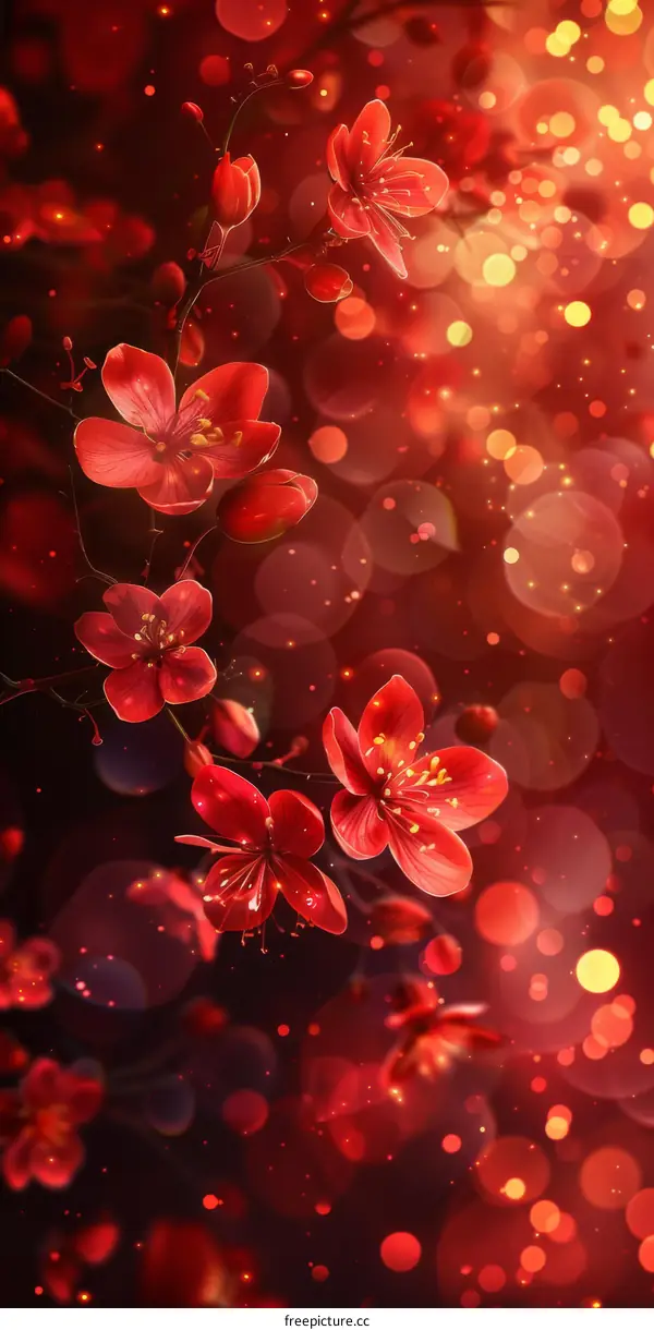 Vibrant Red Flowers Against a Bold Background
