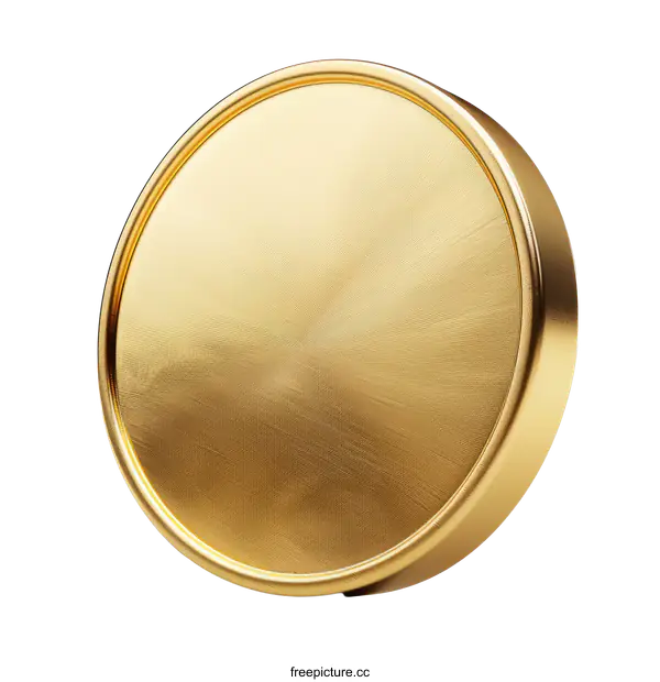 [Transparent Background PNG]Blank Coin Design Template in Gold Isolated on White