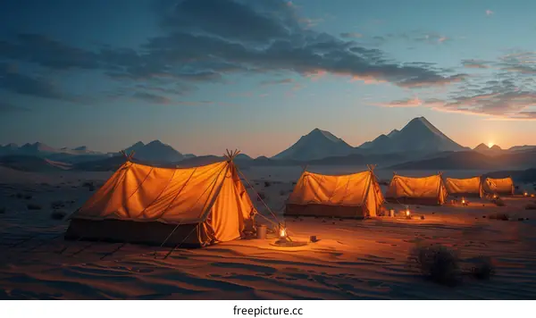 Camping Under the Stars in a Serene Desert Landscape