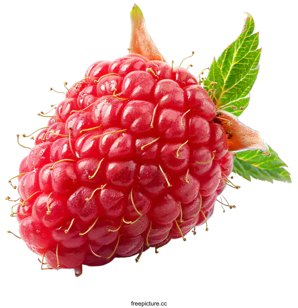 [Transparent Background PNG]A close-up image of a fresh raspberry