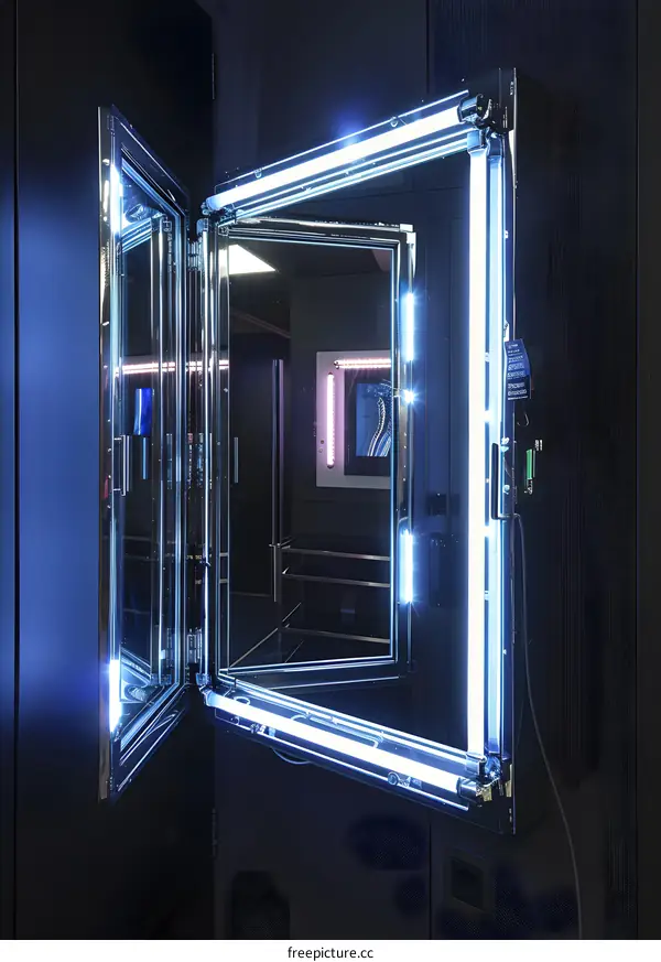 Modern Interior Design Featuring a Large Illuminated Mirror