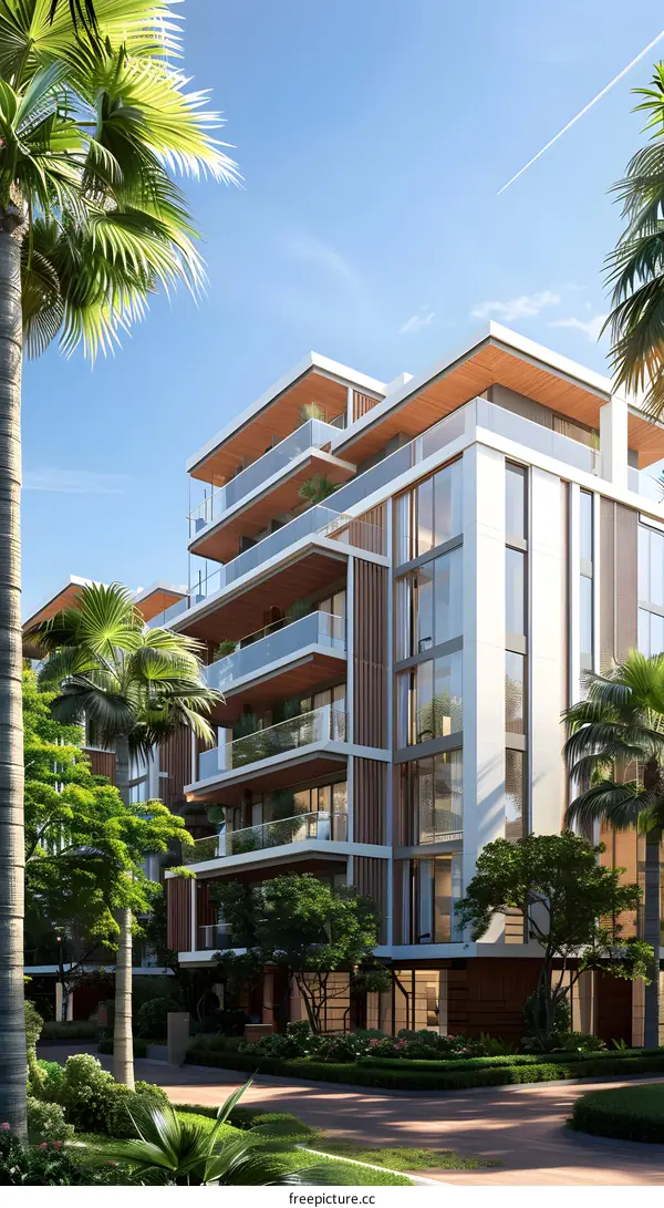 Modern Tropical Apartment Building Exterior
