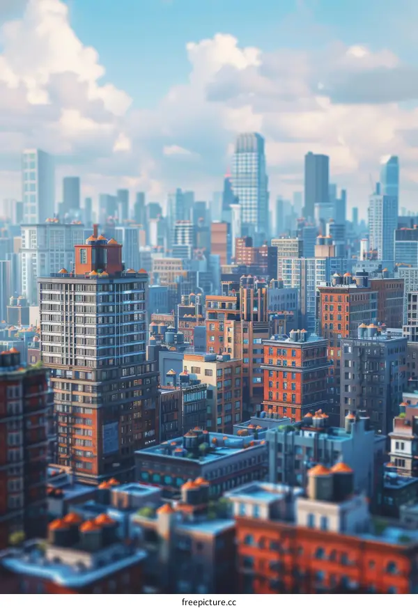 Urban Skyline Cityscape Digital Illustration