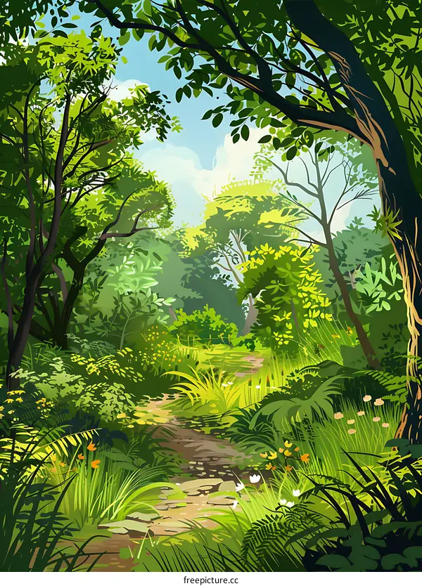 Green Forest Path Illustration
