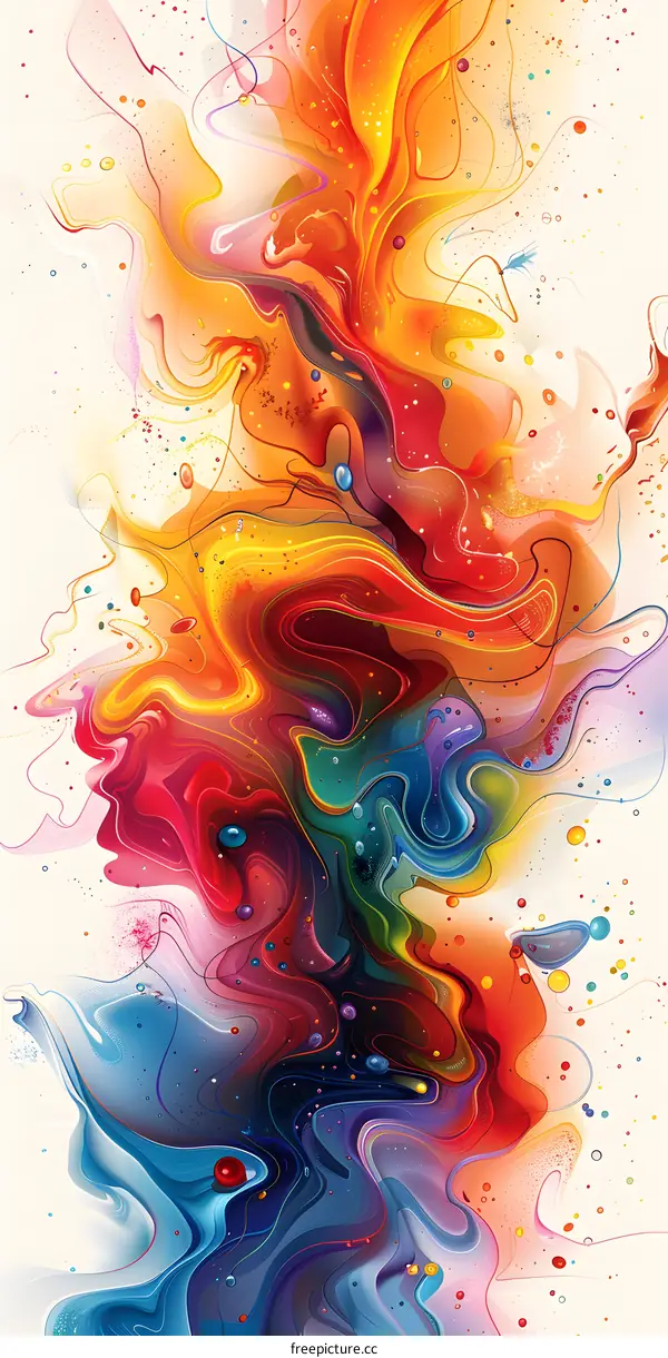 Colorful liquid swirls on a white background